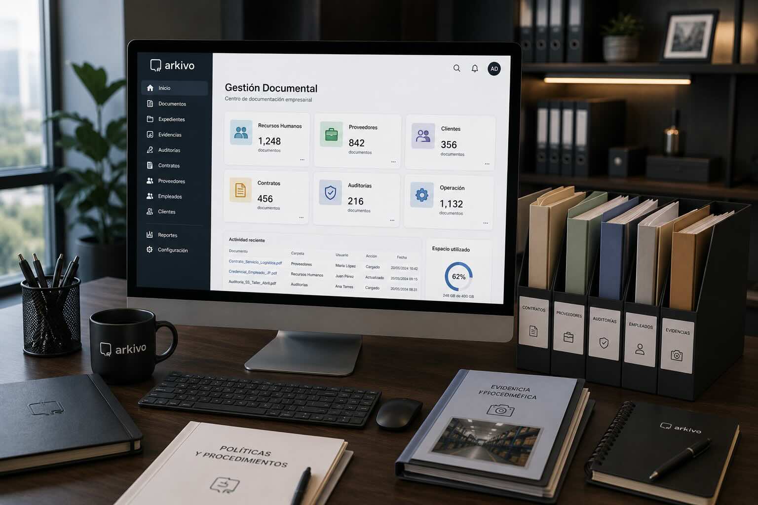 Dashboard de gestión documental Arkivo